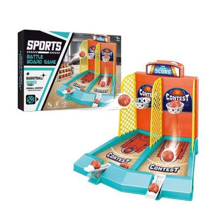 Joc de Masa Mini Baschet Interactiv pentru Copii, Cyrax, pentru 2 Jucatori, 6 Mingi Incluse, 22x16.5x18.2 cm, Multicolor