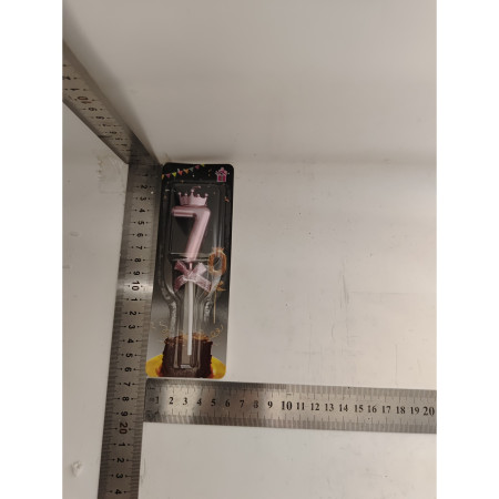 Lumanare Cifra 7, Cyrax, Model Coroana cu Fundita, Pentru Tort, 6 x 2.5 cm Mov