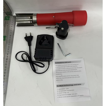 Dispozitiv Electric de Curatare Solzi Peste, Cyrax, din Otel Inoxidabil, 28 x 5 cm, Rosu