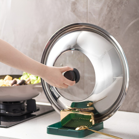 Suport Pliabil, Cyrax, pentru Capace, Linguri, Multifunctional, Plasare pe Blatul de Bucatarie, 18.9x16.2x2.6 cm, Verde