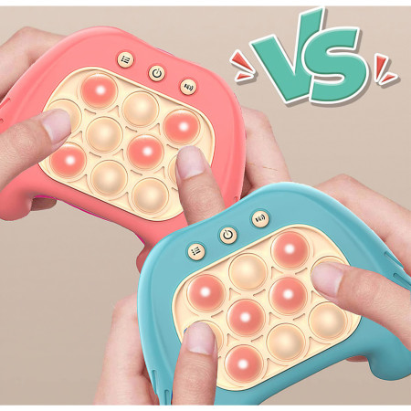 Joc Pop It, Cyrax, consola, joc interactiv, antistres, cu baterii, Abs si silicon, Albastru, 12 x 10 x 5.8 cm