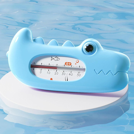Termometru pentru Baie, Cyrax, Plutitor, Rezistent la apa, Multifunctional, Model Crocodil, 2.7x6.5x3.7 cm, Albastru