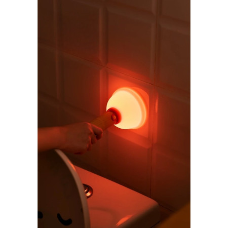 Lampa Nocturna,  Model Ventuza de Toaleta, Alimentare USB, din Lemn si Silicon, 16 x 9 cm, Portocaliu
