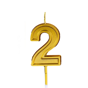 Lumanare pentru Tort Cifra 2, Cyrax, 4.8 cm, Aniversare, Aurie
