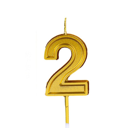 Lumanare pentru Tort Cifra 2, Cyrax, 4.8 cm, Aniversare, Aurie