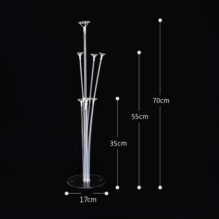 Suport pentru Baloane, Cyrax, cu Trei Straturi, pentru 7 Baloane, 70 cm, Transparent