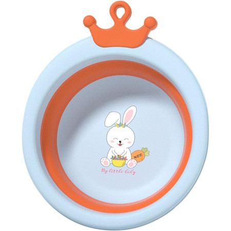 Cada Pliabila pentru Baie pentru Copii, Cyrax, Cadita pentru Bebelusi, Model Rotund cu Iepuras, Blue, 30x31x3.5 cm, 3.3 L