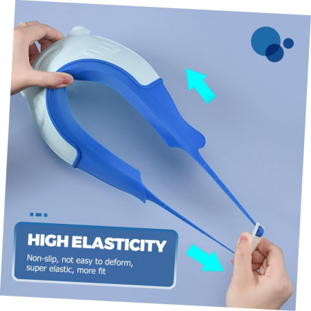 Cyrax Viziera de Protectie Baie Pentru Copii, Fippy, Model Broasca, Dimensiune ajustabila, Durabil, Usor de curatat, Impotriva Samponului, pentru Ochi si Urechi, TPE+PP, 24x23 cm, Albastru