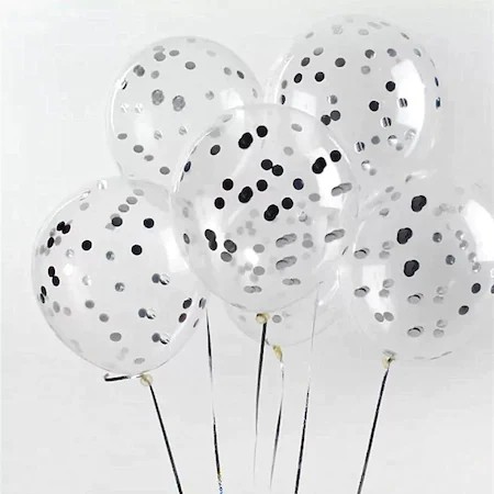 Set 15 baloane pentru petrecere, Cyrax, alb/argintiu, 30 cm