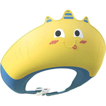 Casca de Dus, Cyrax, Previne Scurgerea Apei si Samponului pe Fata, 0-12 Ani, Ajustabila, din TPE+PP, 20 x 23 cm, Model Unicorn, Galben/Albastru