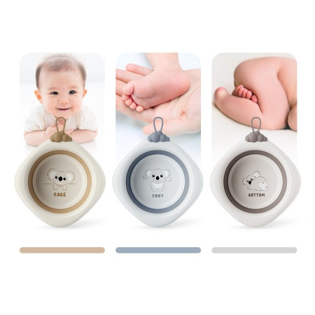 Cada Pliabila pentru Baie pentru Copii, Cyrax, Cadita pentru Bebelusi, Model Romb Koala, Gri, 30x30x3.5 cm, 4L