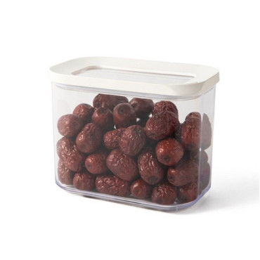 Cutie de Depozitare Alimente, Cyrax, 1L, Capac Alb, din ABS+Silicon, 14.5 x 9 x 11.3 cm, Transparent