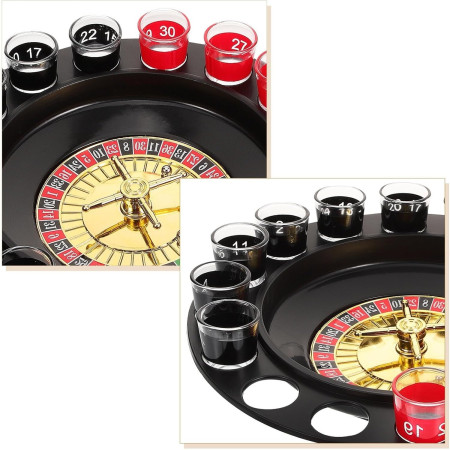 Joc de Ruleta Cyrax, cu Pahare de Shot si Plansa de Joc Blackjack, 31 cm, Multicolor