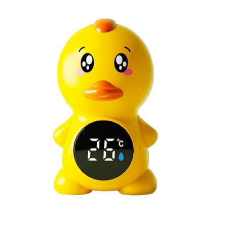 Cyrax Termometru Electronic LED pentru Baie, Plutitor, Rezistent la apă, IPX7, Multifunctional, 3 Trepte de Temperatura, Model Ratusca, 12x7cm, Galben