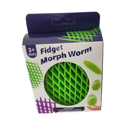 Jucarie Worm Fidget de Decompresie, Cyrax, Anti Stres, Dimensiune Compacta 10 cm, Dimensiune Extinsa 24.5 cm, Verde
