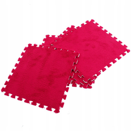 Set 10 Piese Covor tip Puzzle, Cyrax, Spuma EVA, Pufos, 30 x 30 x 1 cm, Rosu