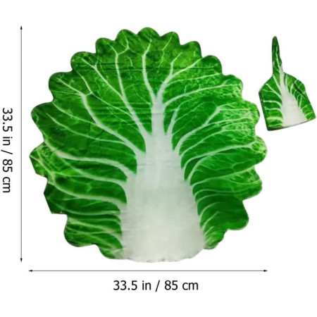 Set patura flanel si caciula  forma frunza de salata, pentru nou-nascuti, material poliester, 85 cm, verde