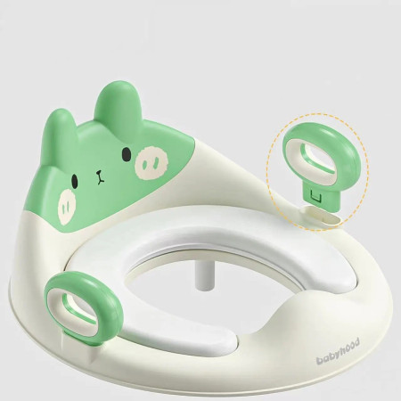 Capac WC cu Reductie, Cyrax, pentru Copii, cu Manere, Model Ursulet, Plastic Durabil, Verde