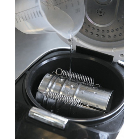 Presa din inox Cyrax, pentru preparat sunca presata, cu capac, dimensiune reglabila in 3 trepte, 15 x 15 x 18 cm, argintiu