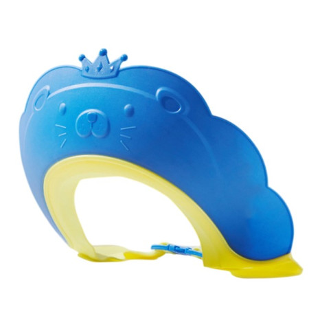 Cyrax Viziera de Protectie Baie Pentru Copii, Fippy, Model Coronita Leu, Dimensiune ajustabila, Durabil, Usor de curatat, Impotriva Samponului, pentru Ochi si Urechi, TPE+PP, 21x20.5 cm, Albastru