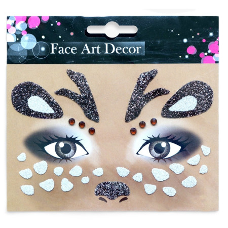 Sticker Temporar pentru Fata, Cyrax, pentru Machiaj, Face Art, Halloween, Teatru, Model Caprioara, Maro