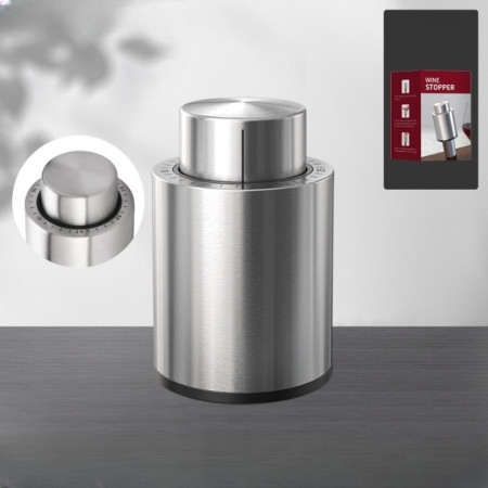 Dop de Etansare a Sticlei de Sampanie, Cyrax, Data Etansare, Reutilizabil, Usor de Depozitat si Folosit, 4.5 x 4.5 x 8 cm, Gri