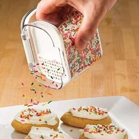 Set 4 Recipiente Depozitare Alimente,  Cyrax, pentru Organizare Bucatarie, cu Inchidere Ermetica, Transparent, Plastic fara BPA, Compatibile cu Masina de Spalat Vase, Diferite Dimensiuni, 350 ml, 1300 ml, 2700 ml, 4600 ml