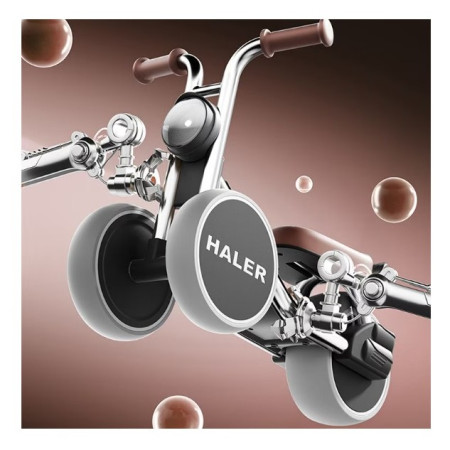 Tricicleta pentru Copii, Cyrax, Exercitiu de Echilibru, pentru 1-6 Ani, Lumina LED, Fara Pedale, din Plastic, Roti 7.8 cm, Greutate Portanta 50 kg, 43 x 58 x 35 cm, Gri