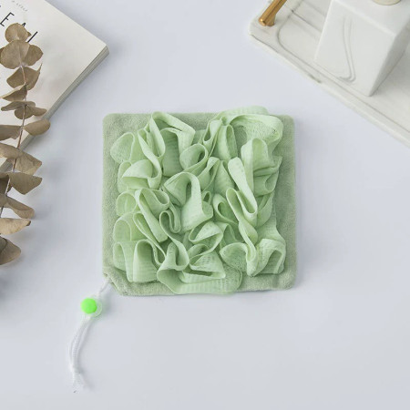 Prosop de Baie,  2in1, cu Burete din Plasa, 17 x 17 cm, Verde