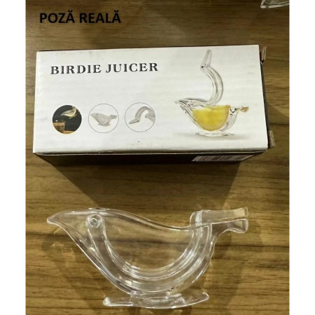 Storcator de Citrice Manual, Cyrax, Rezistente, Usor de Folosit si Depozitat, Durabil, Calitativ, 12x5cm, Model Pasare, Transparent