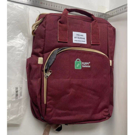 Rucsac Multifunctional pentru Mamici, Cyrax, cu Patut Pliabil si Baza de Schimbat, Rezistent la Apa, Capacitate Mare, Usor, Compartimente Multiple, Buzunar Termic pentru Lapte, 42 x 32 x 22 cm, Rosu