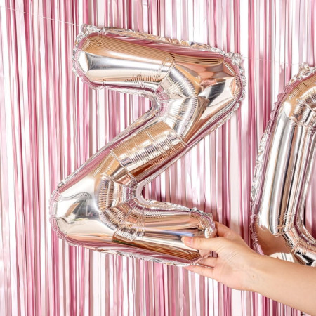 Balon Folie Metalizata Litera Z, Cyrax, 40 cm, Umflati cu Heliu sau Aer, Ambalaj Individual, Pai inclus, Argintiu