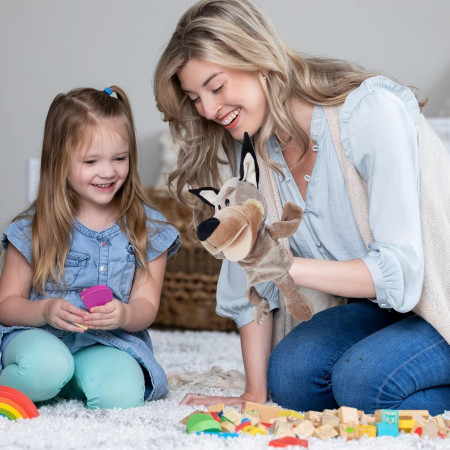 Papusa de Mana pentru Teatru de Papusi, Cyrax, din Plus, 25 x 10 x 8 cm, Model Lup, Bej