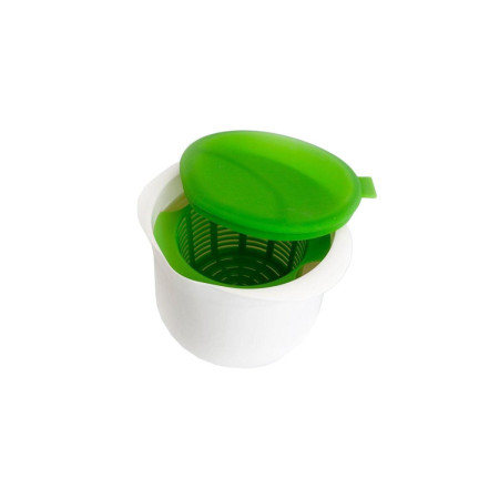 Recipient pentru Preparat Branza, Cyrax, Capac de Silicon, Cheese Maker din Plastic, Strecuratoare, 17x14.5x12.8 cm, Verde