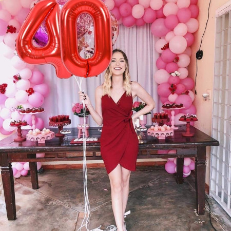 Balon din Folie Metalizata Cyrax, Figurina Cifra, Tema Aniversare 80 cm, Ambalaj Individual, Pai inclus, Umflare cu Aer sau Heliu, Rosu, Cifra 0