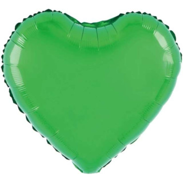 Balon din Folie Metalizata, Cyrax, Figurina Inimioara, Model Simplu, Tematica Iubire, 40 cm, Ambalaj Individual, Pai Inclus, Umflare cu Aer sau Heliu, Verde