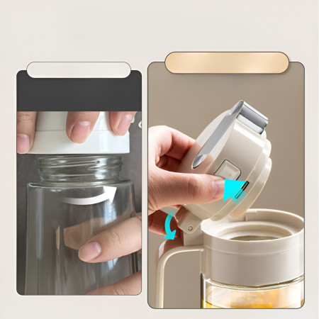 Dispenser pentru Ulei, Cyrax, Deschidere si Inchidere Automata a Rezervorul, cu Inductie Gravitationala, 550 ml, 12x7.6x20.5 cm, Alb