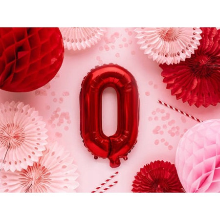 Balon Folie Metalizata Litera O, Cyrax, 40 cm, Umflati cu Heliu sau Aer, Ambalaj Individual, Pai inclus, Rosu