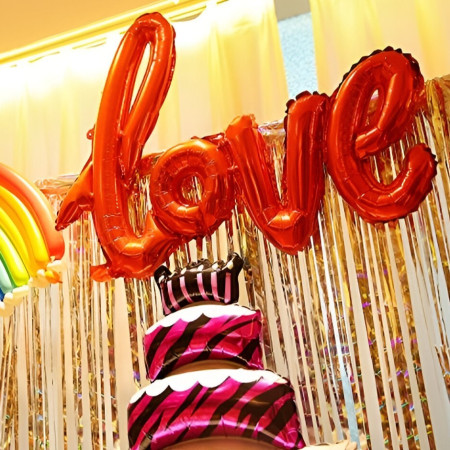 Cyrax Set Baloane din Folie Metalizata, Model Love Scris de Mana, 102x65 cm, Baloane Ziua Indragostitilor, Ambalaj Individual, Pai inclus, Umflare cu Aer sau Heliu, Roșu