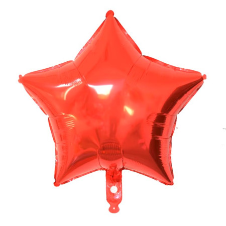 Balon din Folie Metalizata, Cyrax, Figurina Stea, Model Simplu, Tematica Aniversare, 40 cm, Ambalaj Individual, Pai Inclus, Umflare cu Aer sau Heliu, Rosu