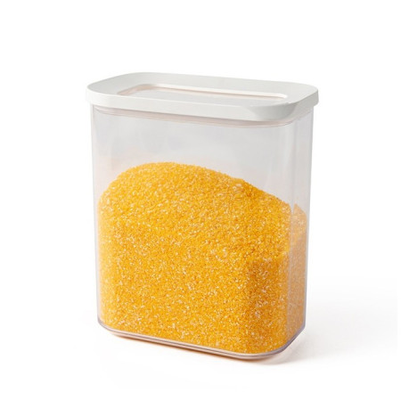 Set 5 Cutii de Depozitare Alimente, Cyrax, Capac Alb, din ABS+Silicon, 23 x 15 x 27 cm, Transparent