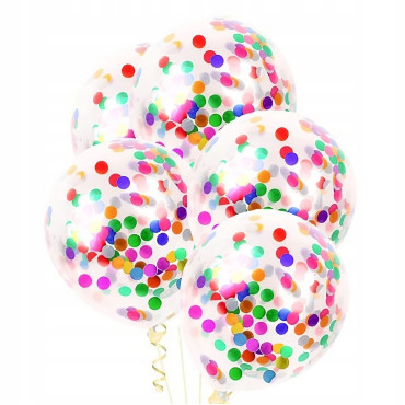 Set 10 Baloane din Latex, Cyrax, Model Party Confetti, 30 cm, Multicolore, 2.8 g