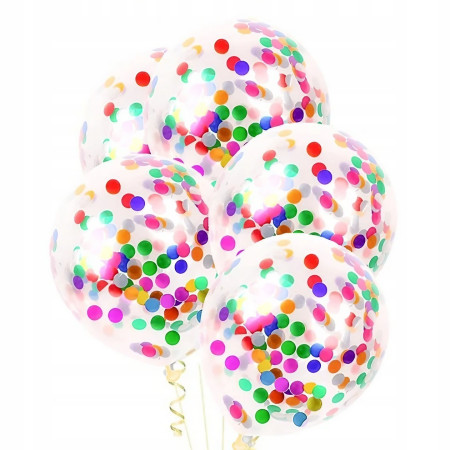 Set 10 Baloane din Latex, Cyrax, Model Party Confetti, 30 cm, Multicolore, 2.8 g