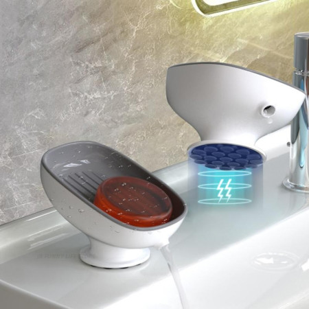 Savoniera din Plastic,  cu Ventuza, Design Modern, Gri