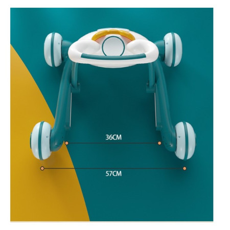 Premergator pentru copii Cyrax, pliabil, viteza ajustabila, maner antialunecare, cu lumini si muzica, 46 x 57 cm, loc depozitare jucarii, inaltime ajustabila, albastru