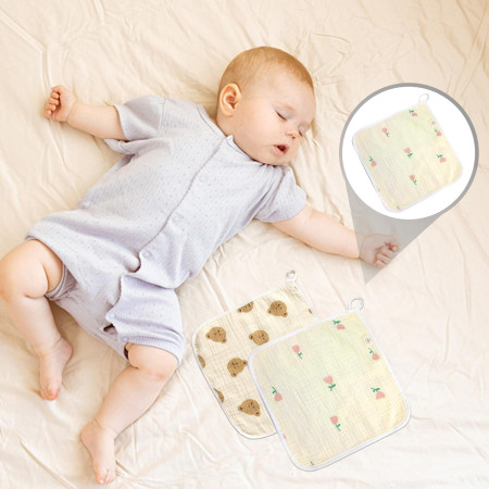 Prosop Absorbant, Cyrax, din Bumbac, 25 x 25 cm, Model Ursuleti, cu Agatatoare, Crem