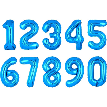 Balon din Folie Metalizata, Cyrax, Figurina Cifra, Tema Aniversare 80 cm, Ambalaj Individual, Pai inclus, Umflare cu Aer sau Heliu, Albastru, Cifra 7