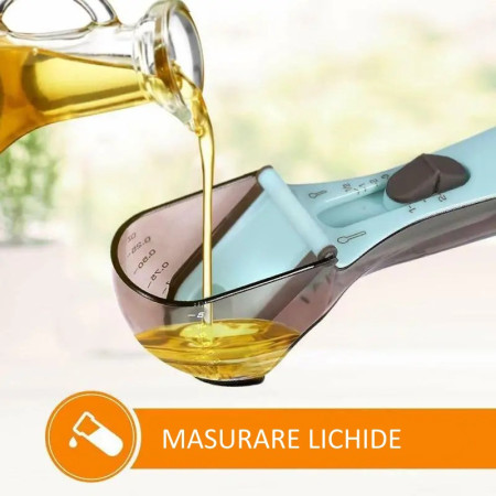 Set 2 Cupe Gradate pentru Bucatarie, Cyrax, Cupe de Masurat Reglabile, Ergonomic, Confortabil, pentru Lichide si Solide, Volum ajustabil 5-30ml, 30-130ml, Culoare Albastru