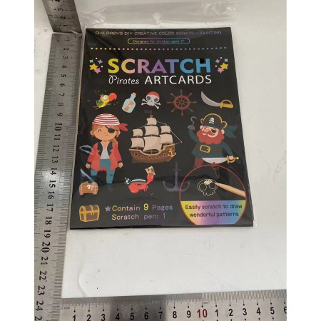 Set 9 Planse Razuibile, Cyrax, Scratch ArtCards, +3 Ani, de Razuit si de Colorat, 19 x 14 cm, Model Pirati, Multicolor