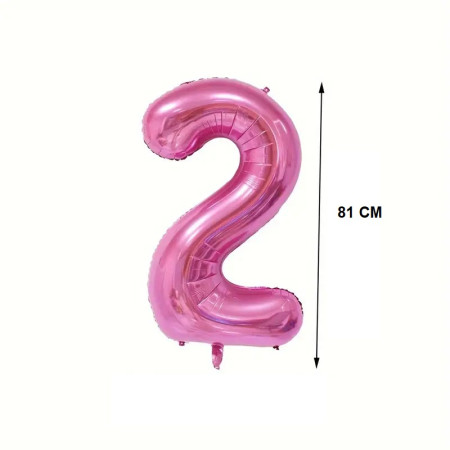 Balon din Folie Cyrax, Cifra 2, 81 cm, Pentru Aer sau Heliu, Mov